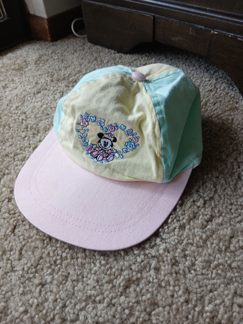 Vintage Baby Minnie Mouse Floral Colorblock Baseball Cap